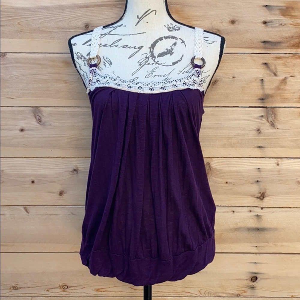 Full Tilt Tank Top Lace detail purple Medium